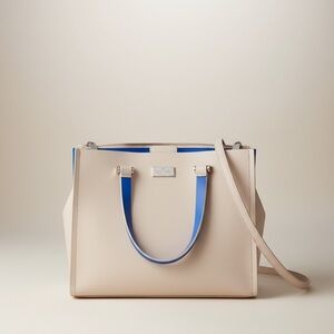 Kate Spade Arbour Hill Candace Leather Satchel Crossbody Pumice Blue Work Bag